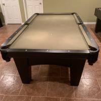 Brunswick 8’ Matte Black Slate Pool Table, Rack, Ping Pong Top